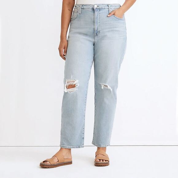 Madewell The Perfect Vintage Straight Danby Knee-Rip Edition Jeans Size 29 - Picture 1 of 16